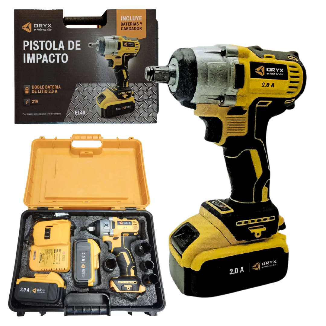Llave Pistola Impacto Inalámbrica + 2 Baterias 21v + Maletin