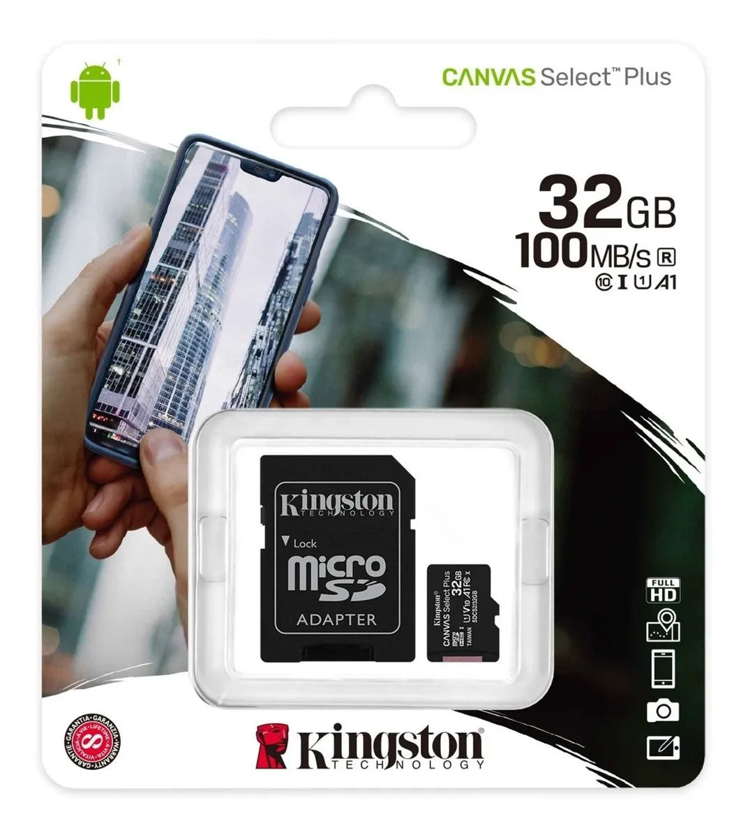 Tarjeta de memoria Kingston SDCS2/32GB Canvas Select Plus con adaptador SD 32GB