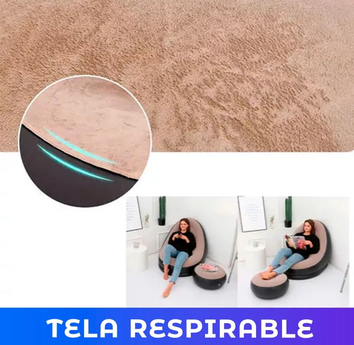 Sofa Inflable con Apoya Pie