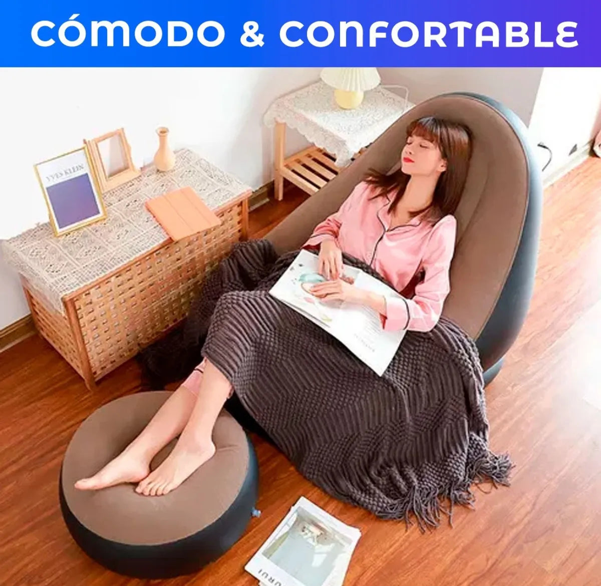 Sofa Inflable con Apoya Pie