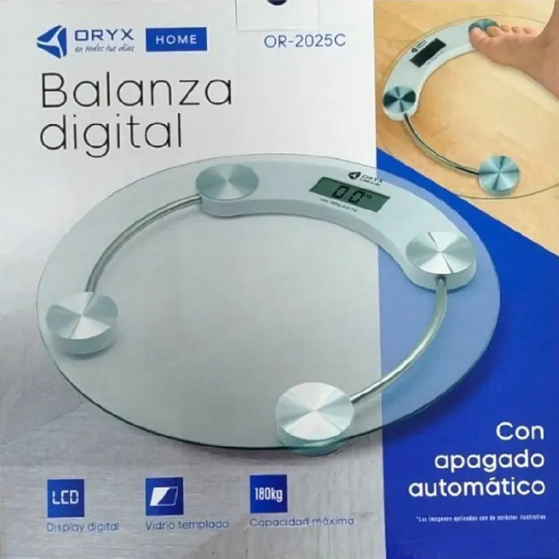 Balanza Digital Baño Personal Circular de Vidrio Oryx