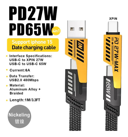 Cable Reforzado Carga Rápida 4 En 1