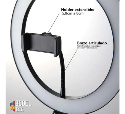 Aro de luz LED con trípode