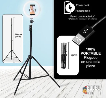 Aro de luz LED con trípode