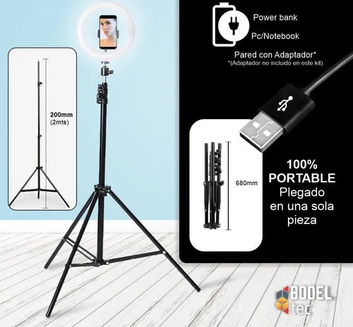 Aro de luz LED con trípode