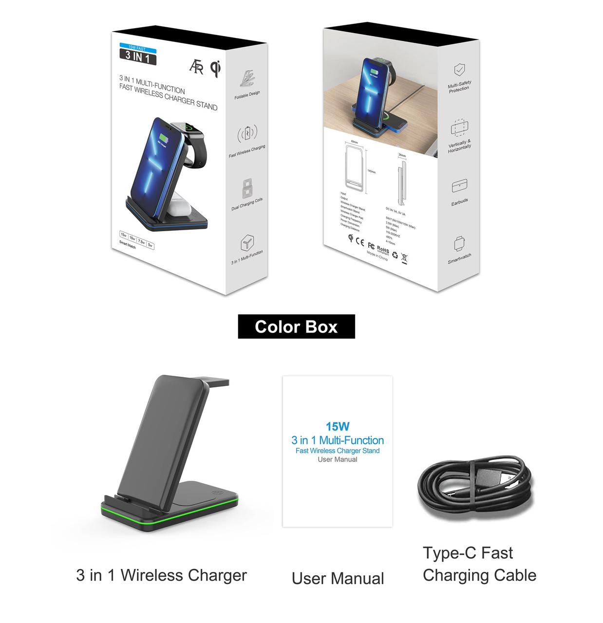 CARGADOR INALAMBRICO 3 EN 1