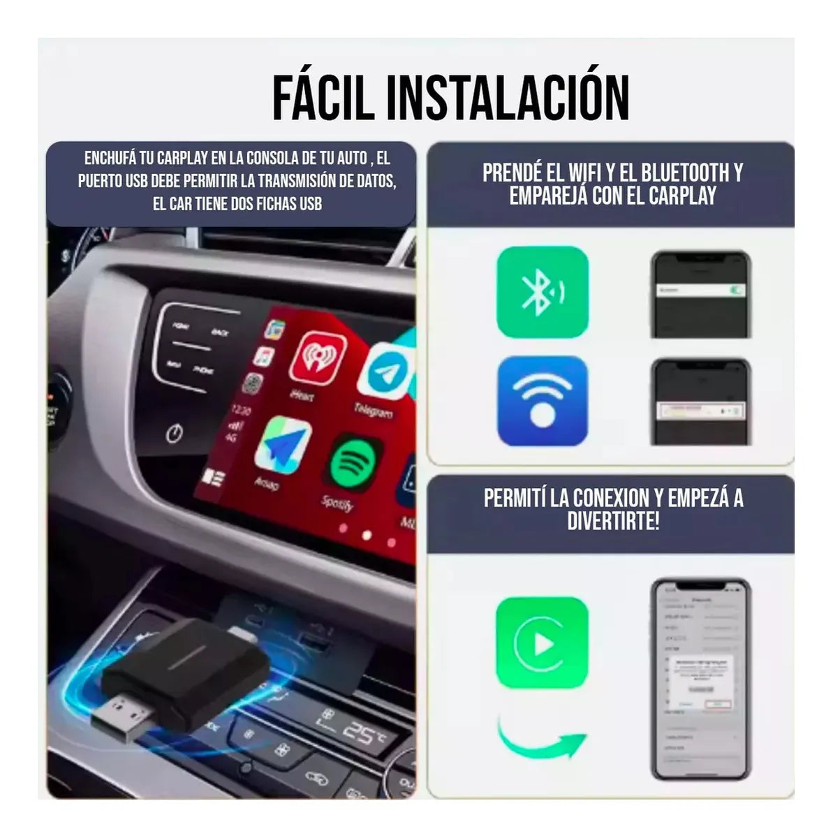 Adaptador Carplay/Android-Auto inalambrico