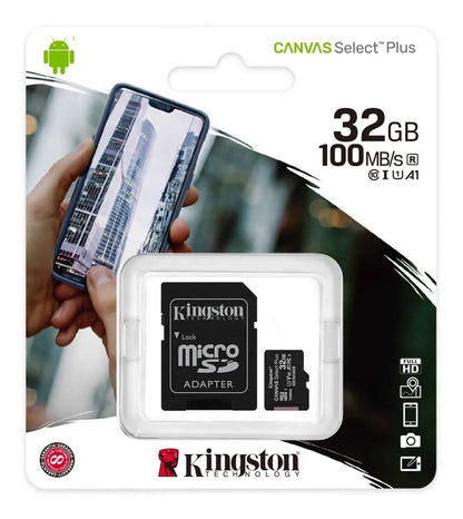 Tarjeta de memoria Kingston SDCS2/32GB Canvas Select Plus con adaptador SD 32GB