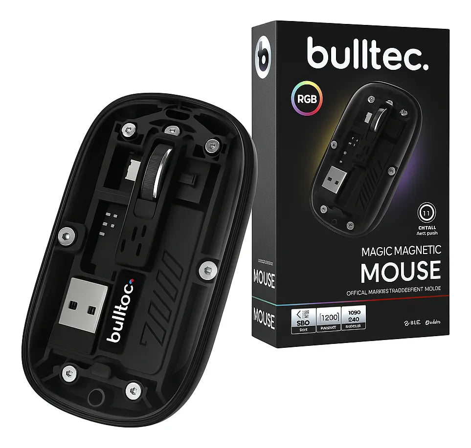 Mouse Inalámbrico Recargable Bluetooth Tipo-c Bulltec Negro