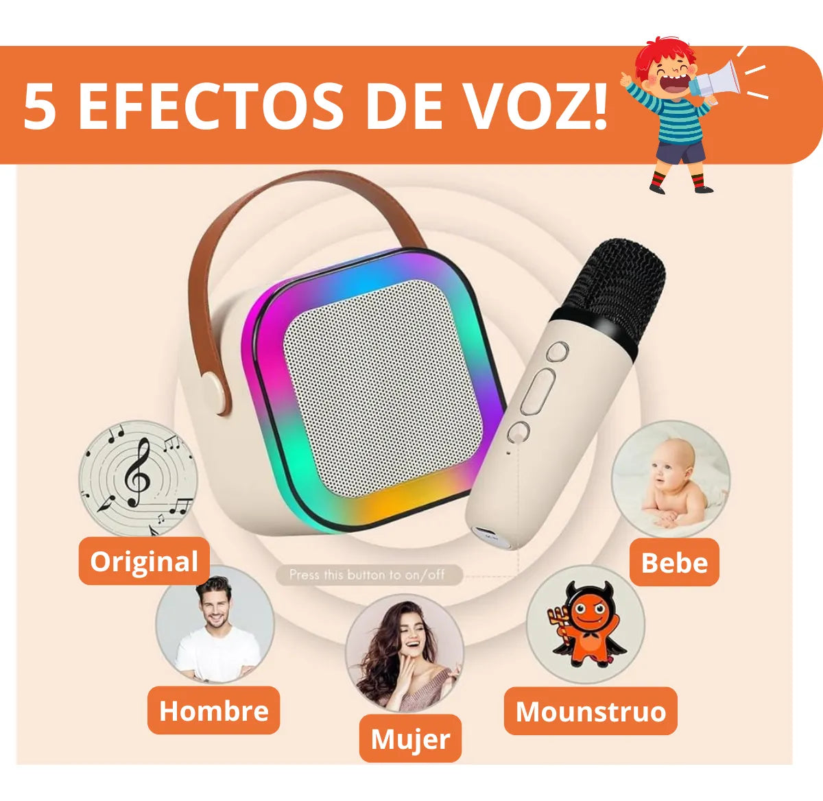 Parlante Karaoke con 2 Micrófonos inalámbricos
