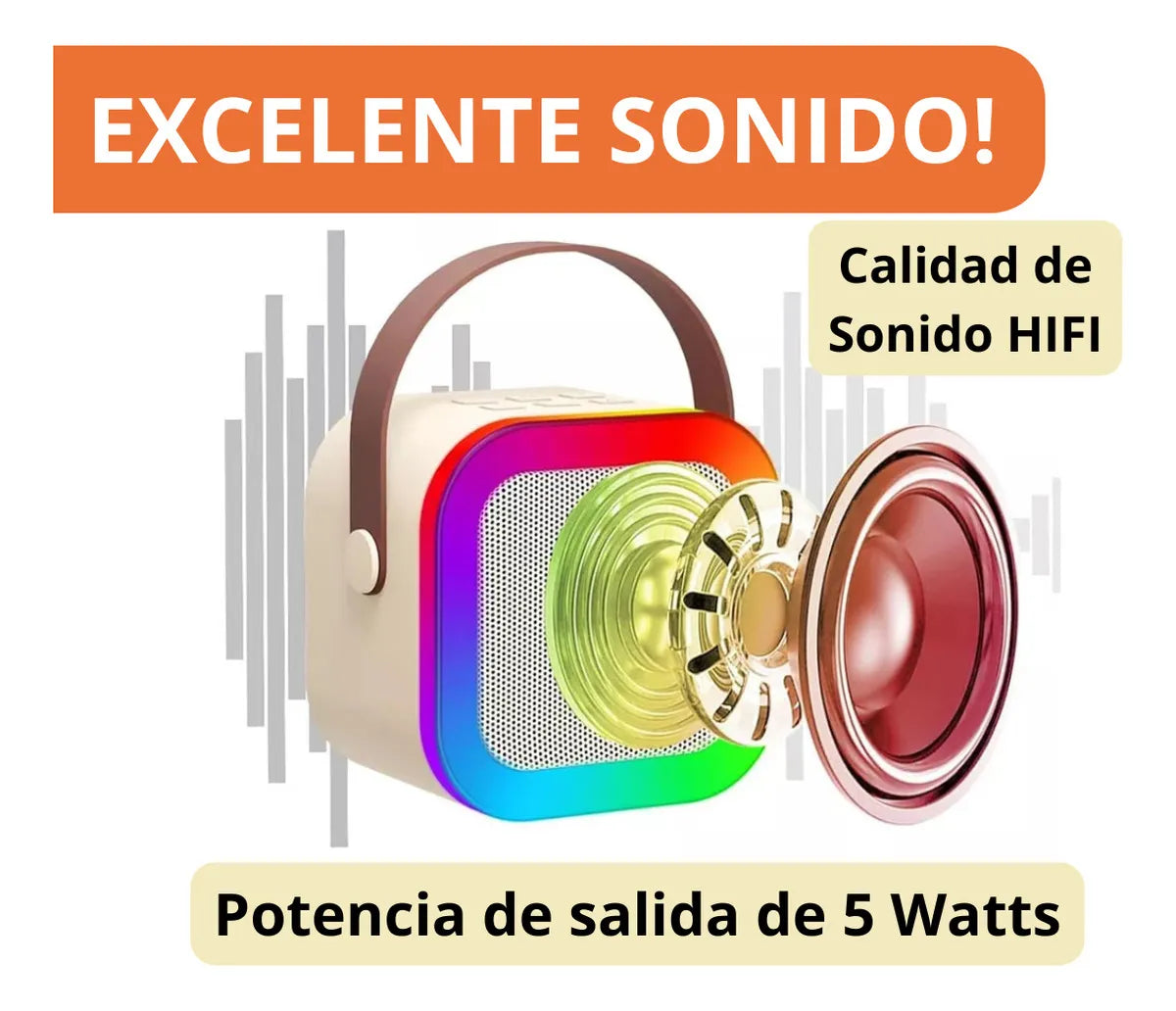 Parlante Karaoke con 2 Micrófonos inalámbricos