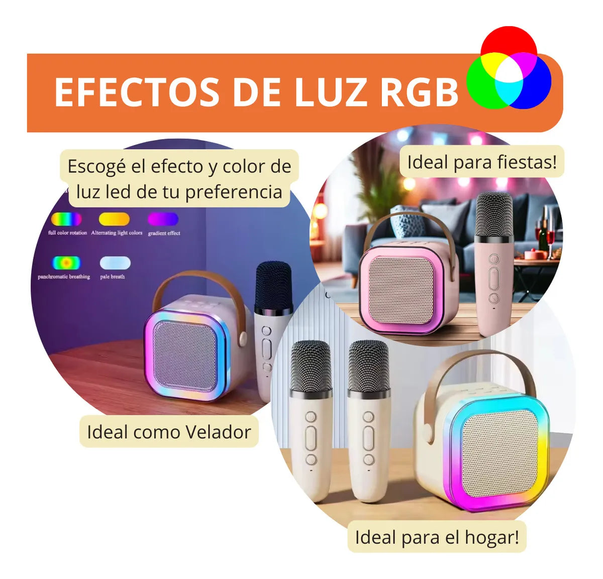 Parlante Karaoke con 2 Micrófonos inalámbricos