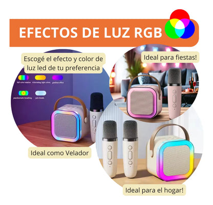 Parlante Karaoke con 2 Micrófonos inalámbricos