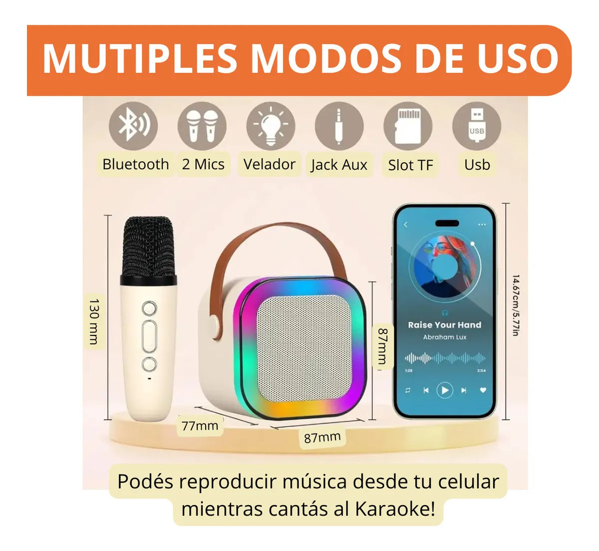 Parlante Karaoke con 2 Micrófonos inalámbricos