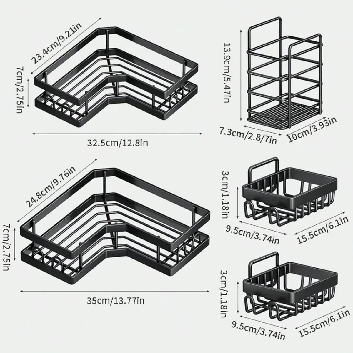 Juego 5 Estantes Soporte Organizador Baño Esquinero